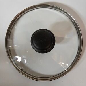 Tramontina 8 Inch Tempered Glass Replacement Lid with Black Knob and Steel Rim